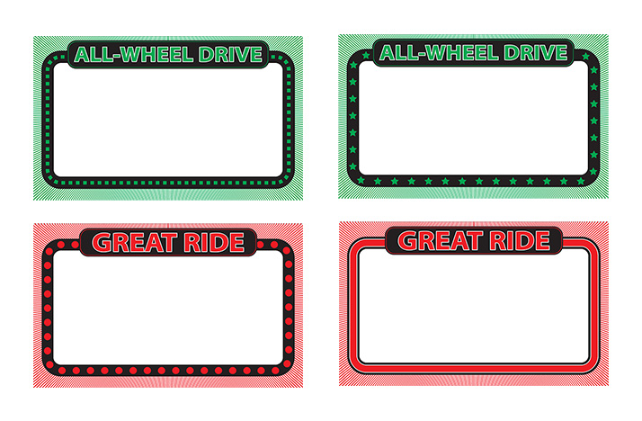 Collage of used car sale signs that are included in the offer.