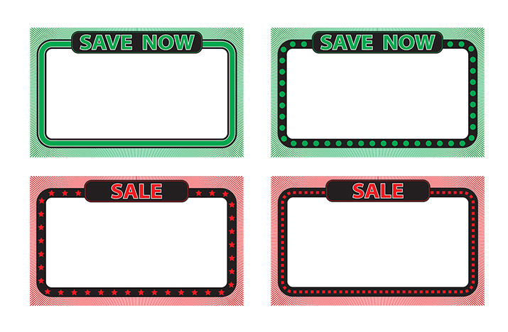 Collage of used car sale signs that are included in the offer.